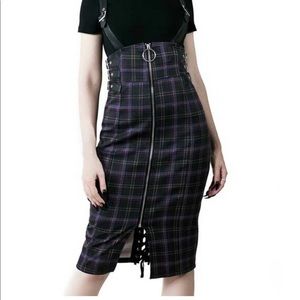 Killstar purple plaid tartan pencil skirt